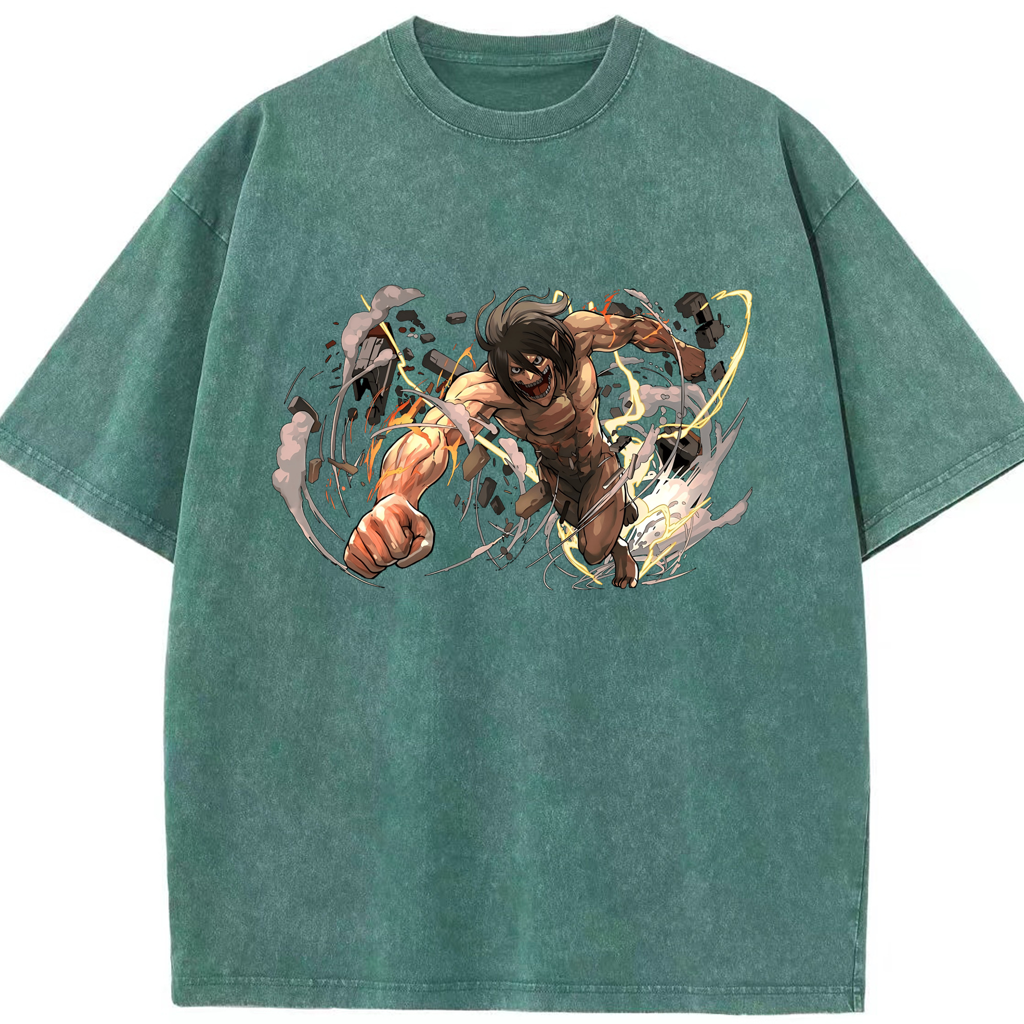 （画像用） 進撃の巨人 Attack on Titan 綿100% ヴィンテージ風 半袖Tシャツ（フロントプリント）
